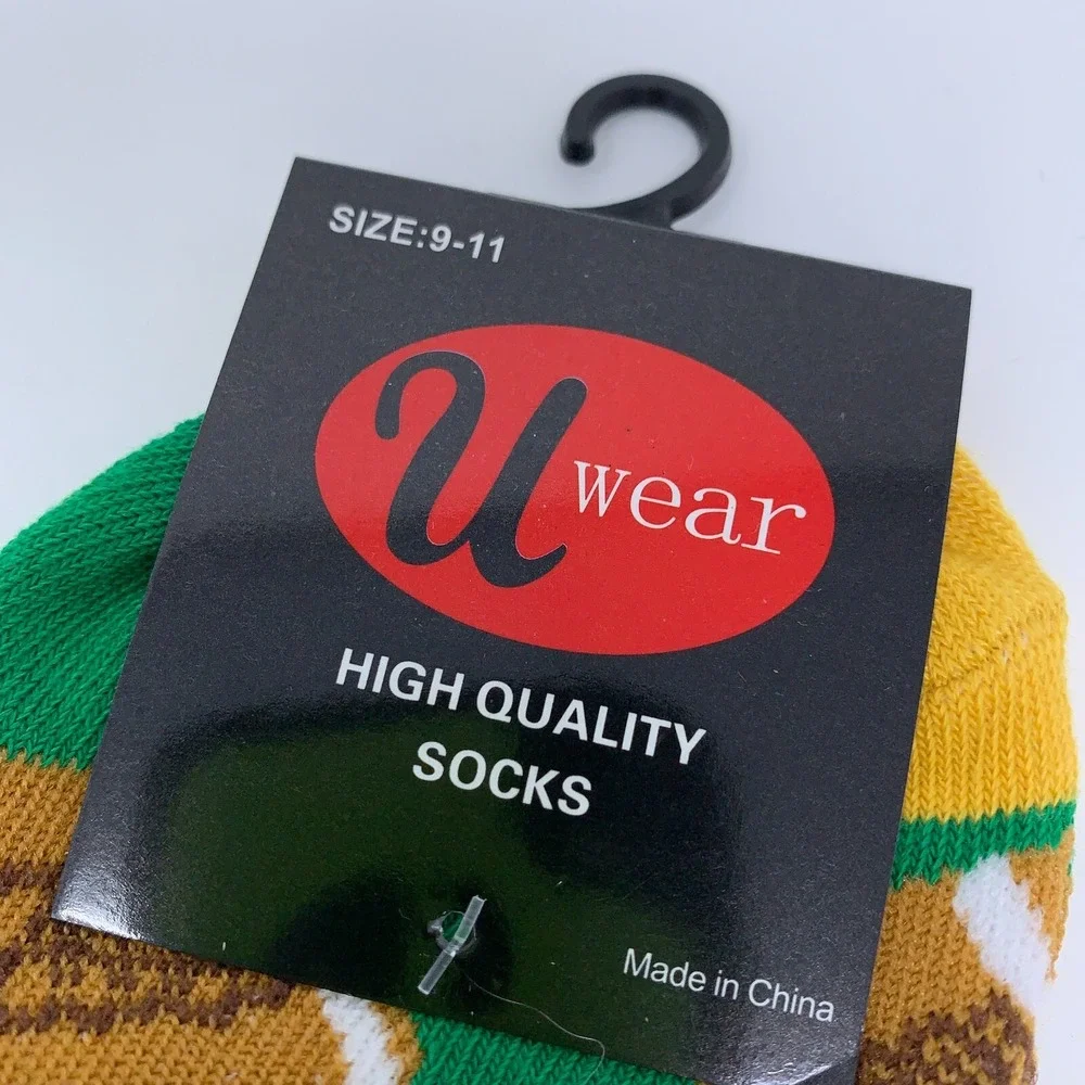 Lot of 2 U Wear Womens Sock Size 9-11 Green Black Football Novelty Crew Sock NWT